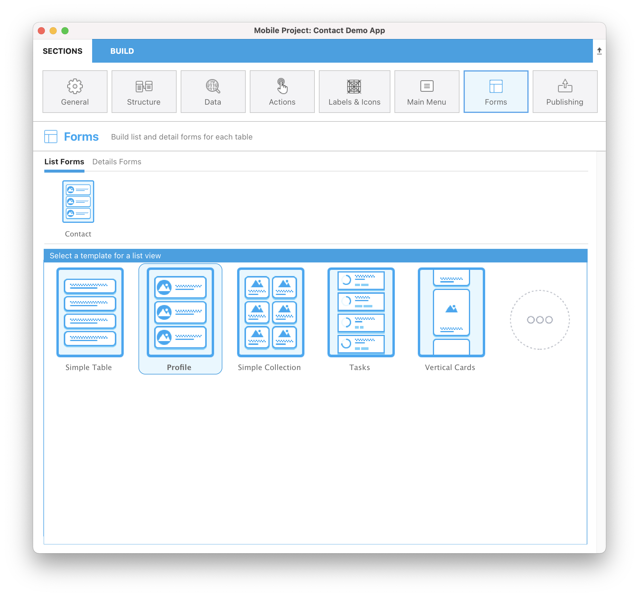 List form template