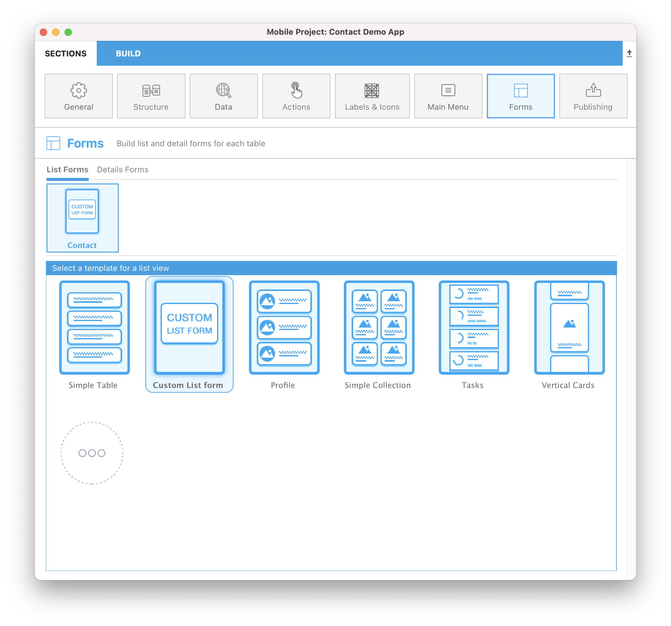 Custom listform template