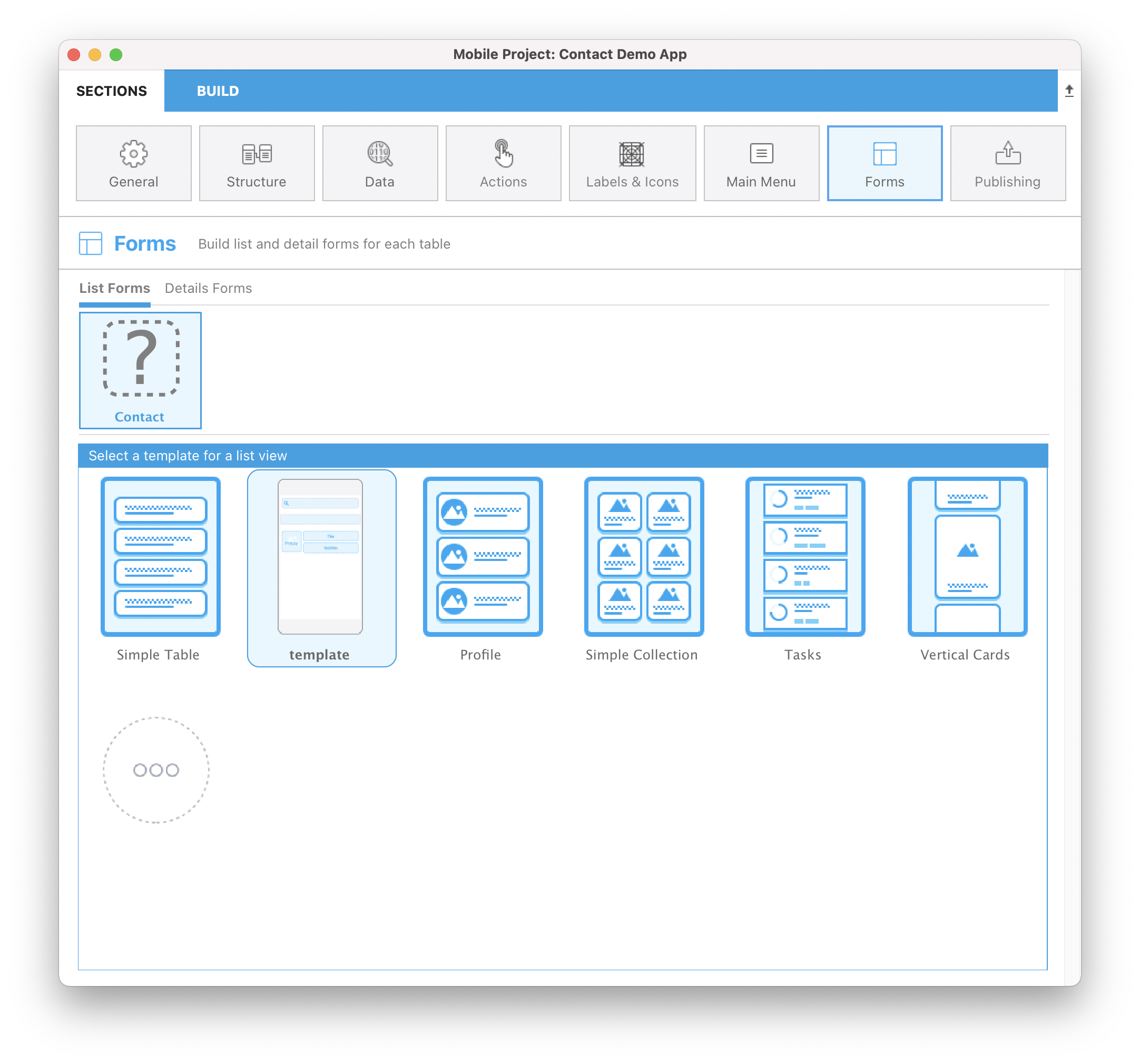 Missing listform icon custom template