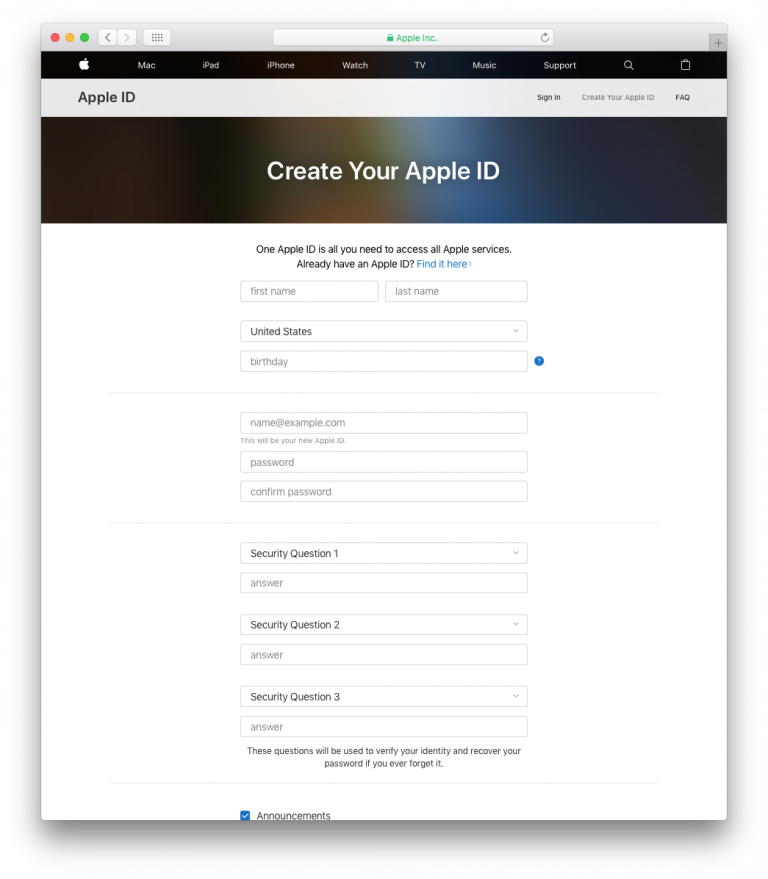 Create your Apple ID