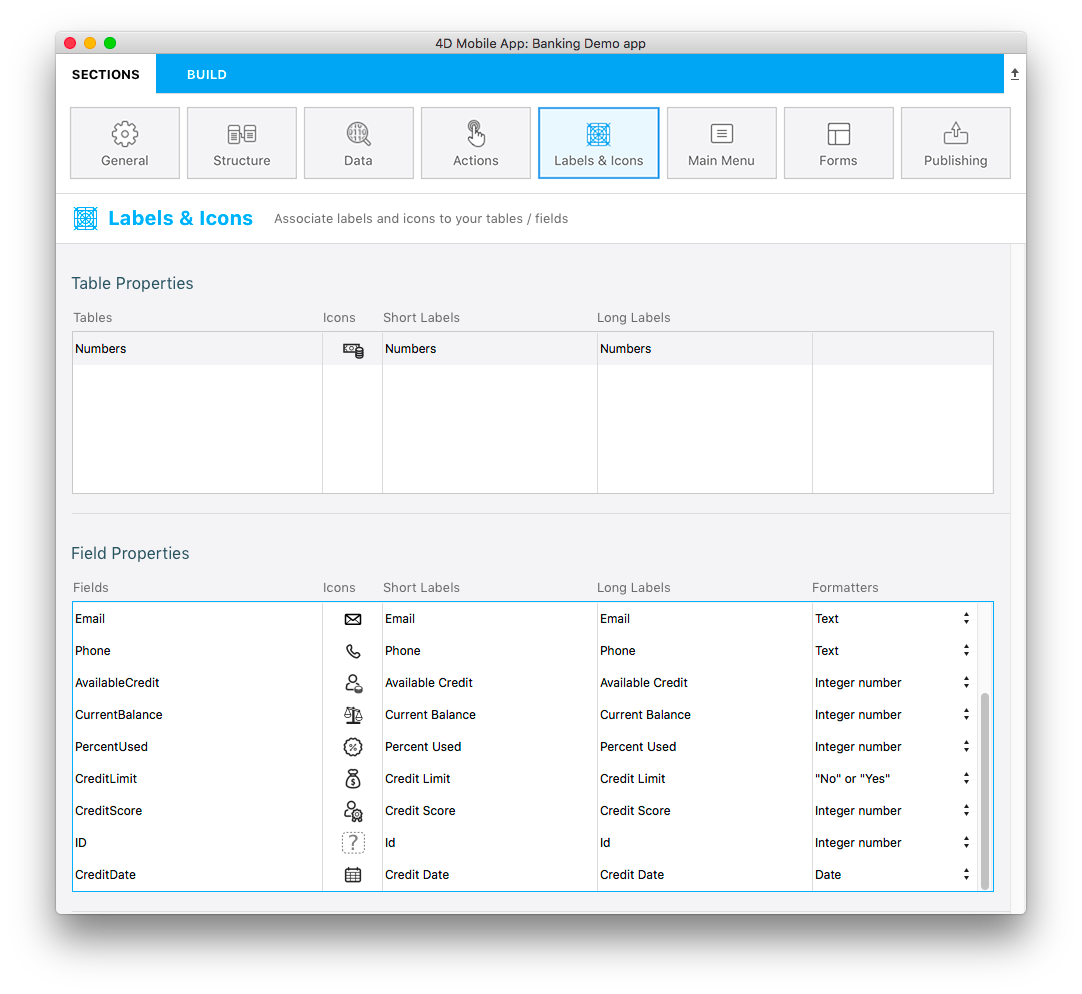 Data formatter labels icons