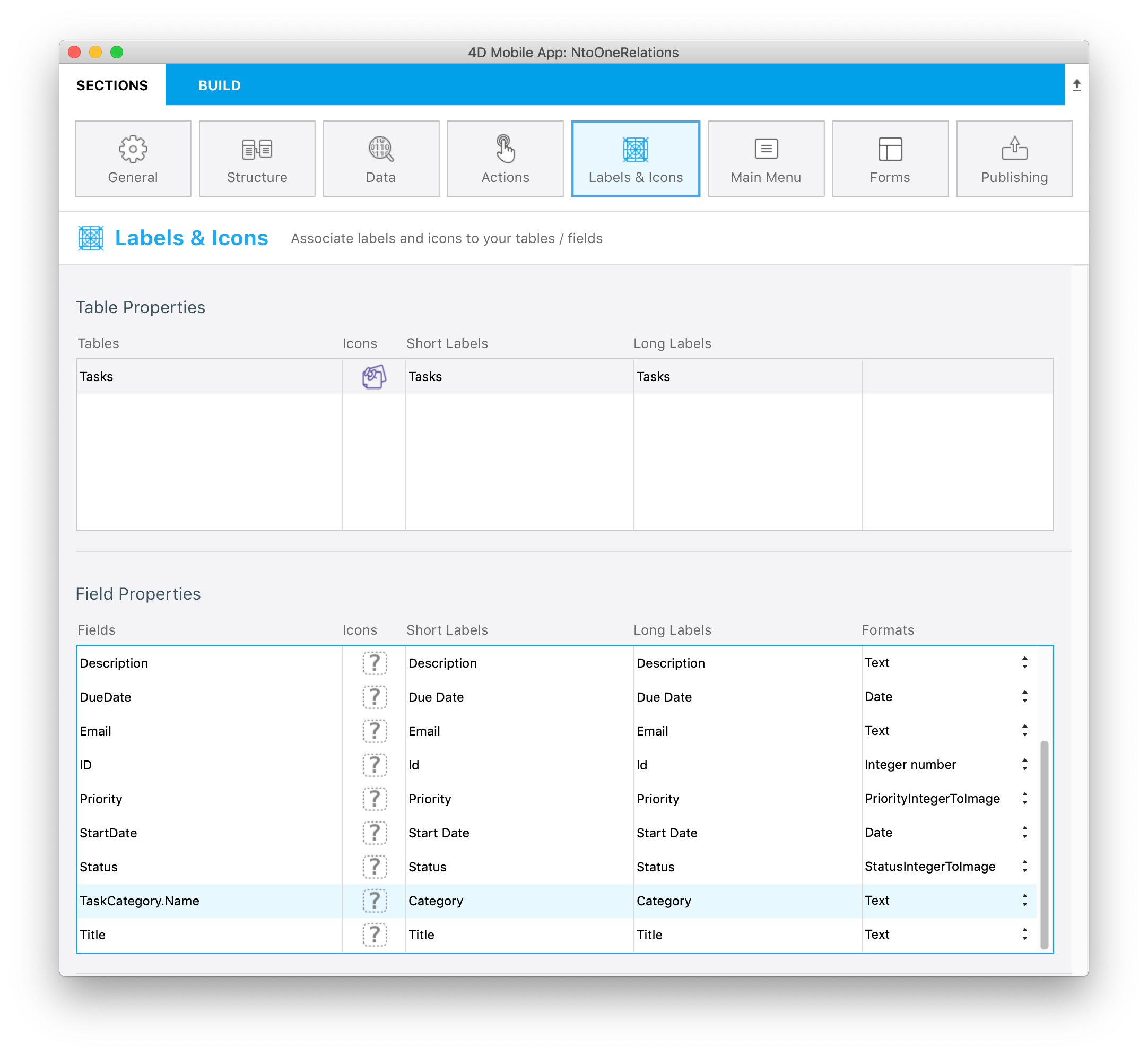 Related field from Labels and Icons section