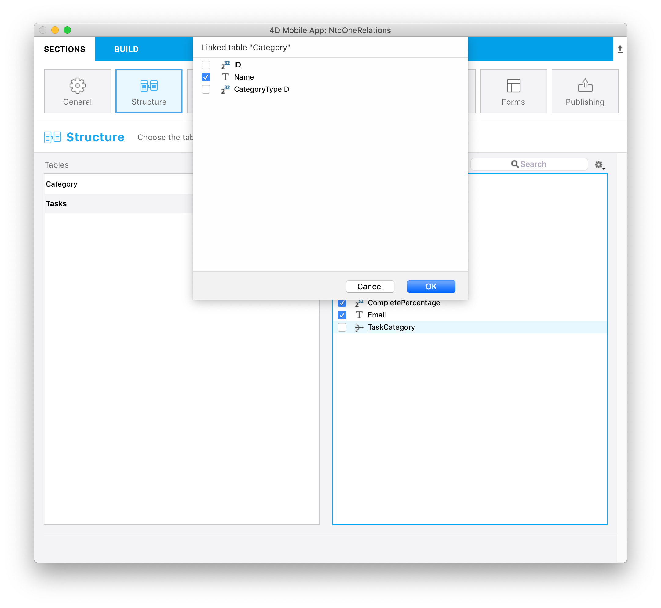 Select link from structure section