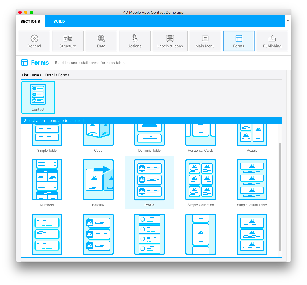 List form template